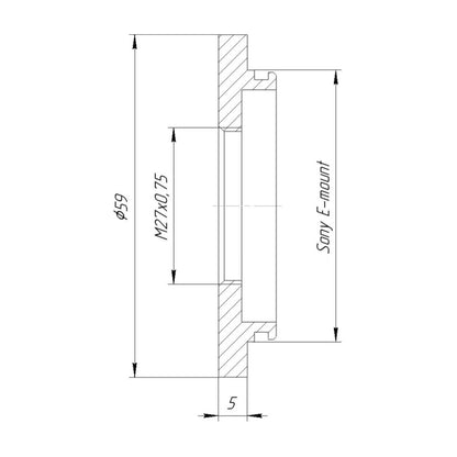 M27x0.75 female thread to Sony E-mount camera adapter
