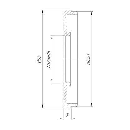 M32.5x0.5 female to M65x1 male thread adapter for Copal #0 shutter