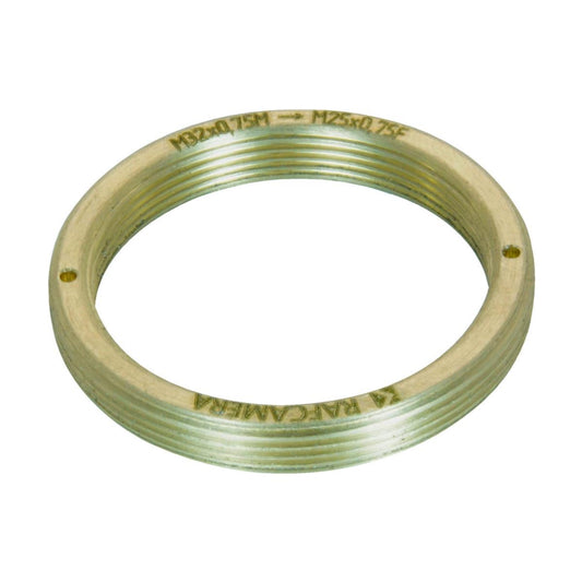 M32x0.75 male to M25x0.75 female thread adapter, flangeless, bronze