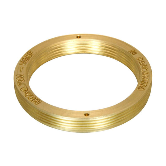M32x0.75 male to M26x0.75 (36tpi) female thread adapter, flangeless, bronze