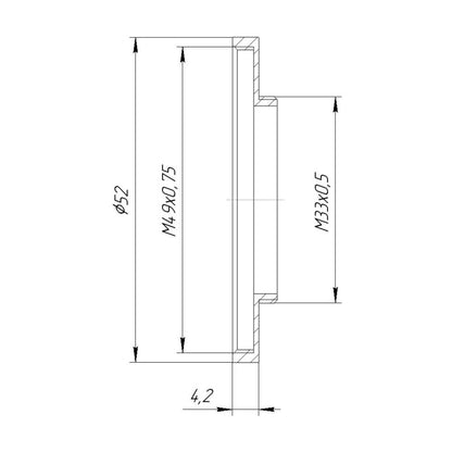 M33x0.5 male to M49x0.75 female filter adapter (step-up ring) for Kiev-16U lenses