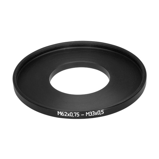 M33x0.5 male to M62x0.75 female thread adapter (33mm to 62mm step-up ring)