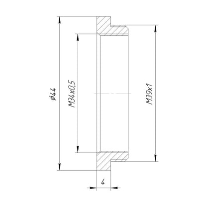 M34x0.5 female to M39x1 (LTM) male thread adapter