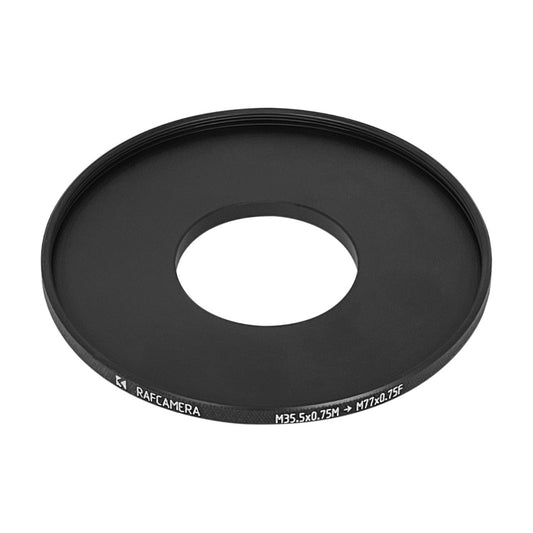 M35.5x0.75 male to M77x0.75 female thread adapter (35.5mm to 77mm step-up ring)