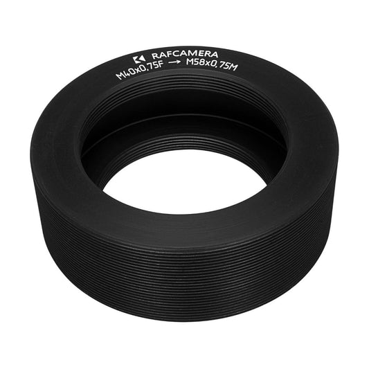 M40x0.75 and M36x0.75 female to M58x0.75 male thread adapter, 20mm long