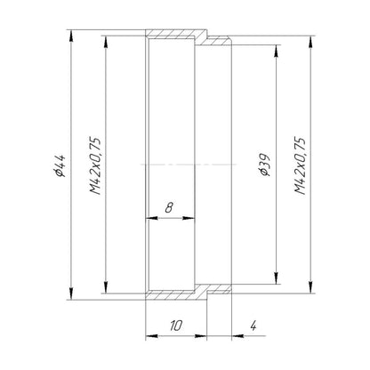 M42x0.75 female to M42x0.75 male thread adapter, 10mm long