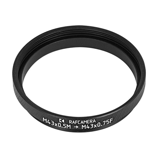 M43x0.5 male to M43x0.75 female thread adapter (pitch converter)