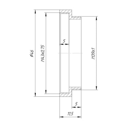 M43x0.75 female to M39x1 (LTM) male thread adapter for Raynox lens