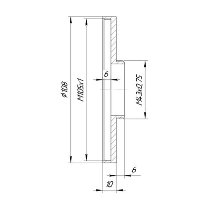 M43x0.75 male to M105x1 female thread adapter (43mm - 105mm filter step-up ring)