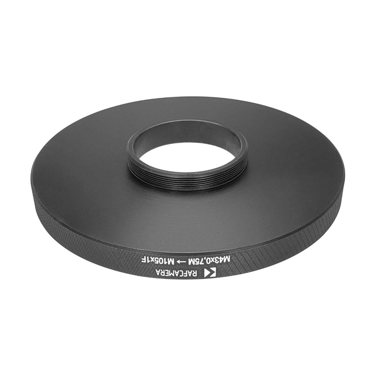 M43x0.75 male to M105x1 female thread adapter (43mm - 105mm filter step-up ring)