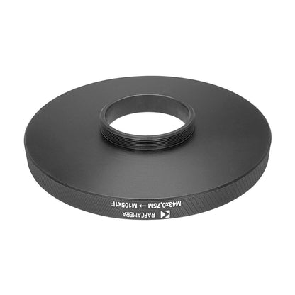 M43x0.75 male to M105x1 female thread adapter (43mm - 105mm filter step-up ring)