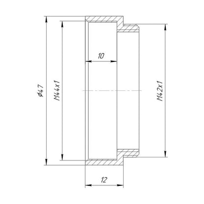 M44x1 female to M42x1 male thread adapter