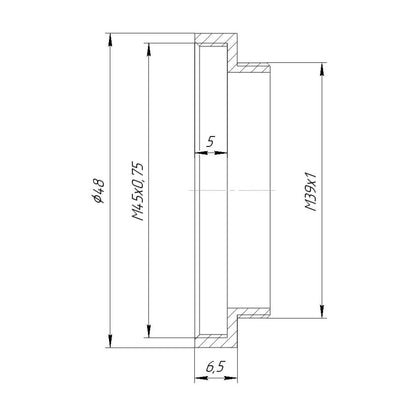 M45x0.75 female to M39x1 (LTM) male thread adapter
