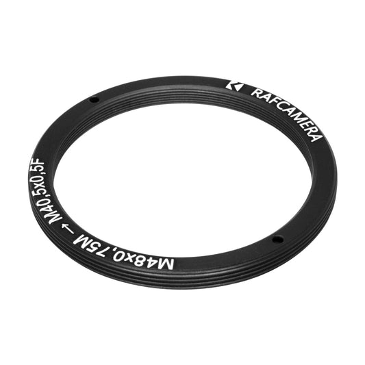 M48x0.75 male to M40.5x0.5 female thread adapter, flangeless