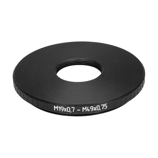 M49x0.75 male to M19x0.75 female thread adapter (49mm to 19mm step-down ring)