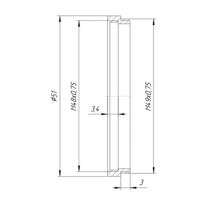M49x0.75 male to M48x0.75 female thread adapter