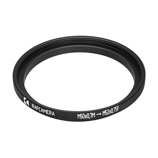 M50x0.7 male to M52x0.75 female thread adapter (50mm to 52mm step-up ring)