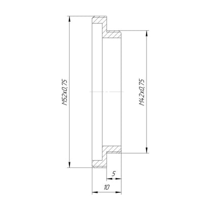 M52x0.75 male to M42x0.75 male thread adapter