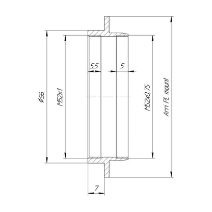 M52x1 female thread to Arri PL camera adapter for helicoids