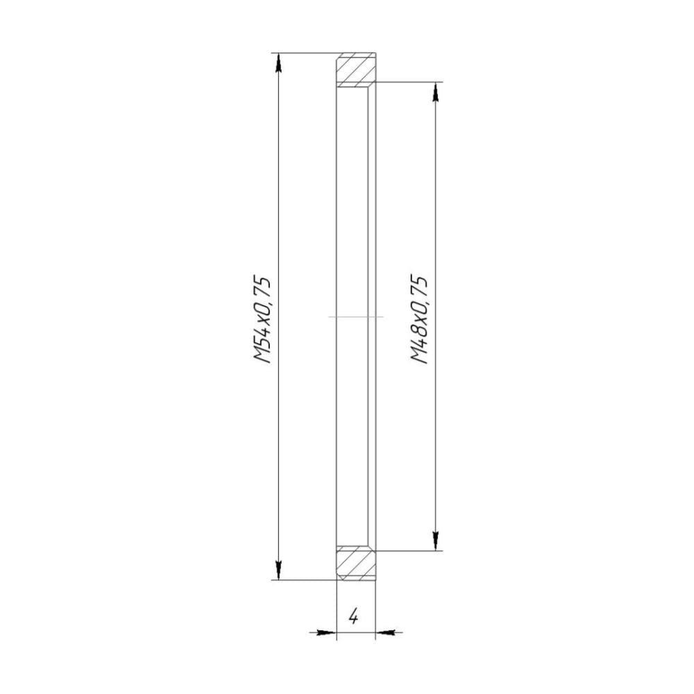 M54x0.75 male to M48x0.75 female thread adapter (54mm to 48mm step-down ring)