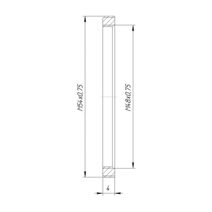 M54x0.75 male to M48x0.75 female thread adapter (54mm to 48mm step-down ring)