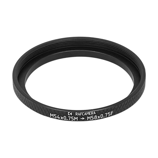 M54x0.75 male to M58x0.75 female thread adapter
