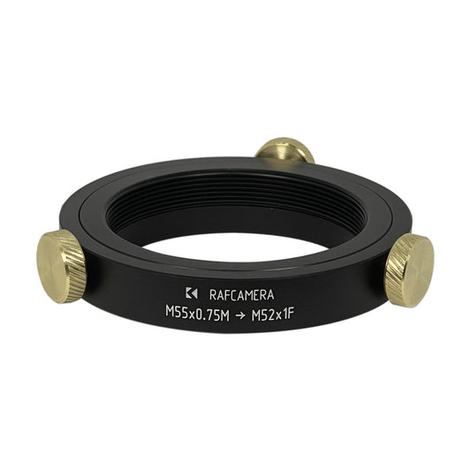M55x0.75 male to M52x1 female thread adapter, adjustable