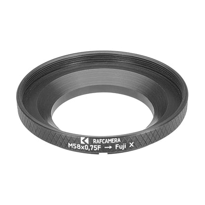 M58x0.75 female thread to Fujifilm X-mount (FX) camera adapter