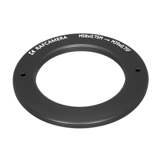 M58x0.75 male to M39x0.75 female thread adapter, flangeless