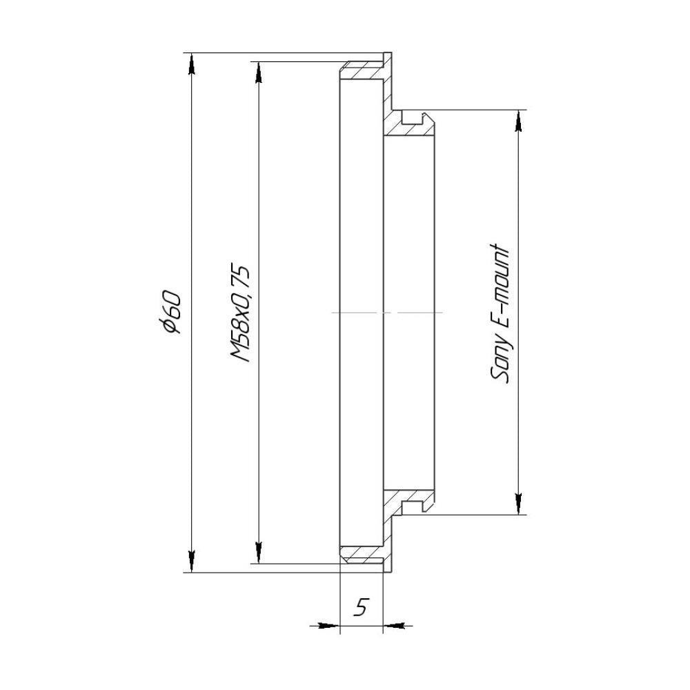 M58x0.75 male thread to Sony E-mount camera adapter