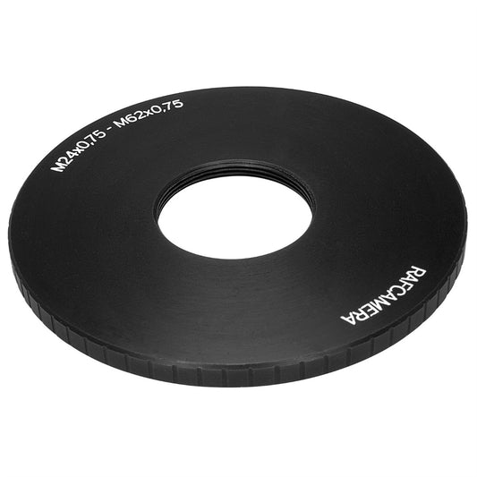 M62x0.75 male to M24x0.75 female thread adapter (62mm to 24mm step-down ring)