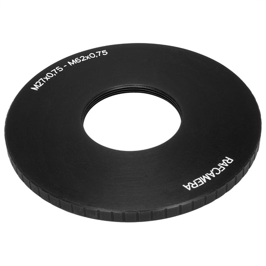 M62x0.75 male to M27x0.75 female thread adapter (62mm to 27mm step-down ring)