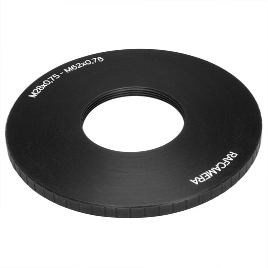 M62x0.75 male to M28x0.75 female thread adapter (62mm to 28mm step-down ring)