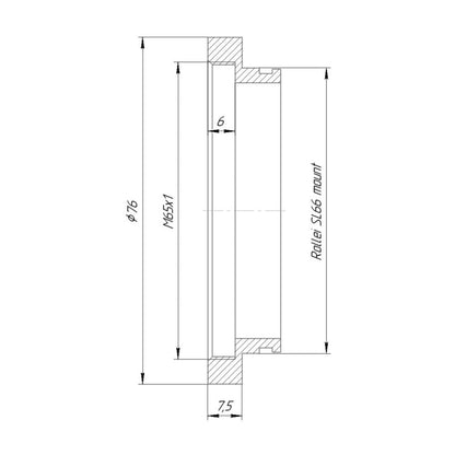 M65x1 female thread to Rolleiflex SL66 camera mount adapter for helicoids