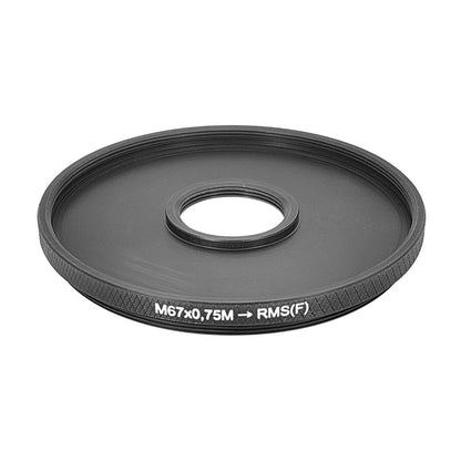 M67x0.75 male to RMS female thread adapter (67mm to RMS step-down ring)