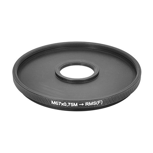M67x0.75 male to RMS female thread adapter (67mm to RMS step-down ring)