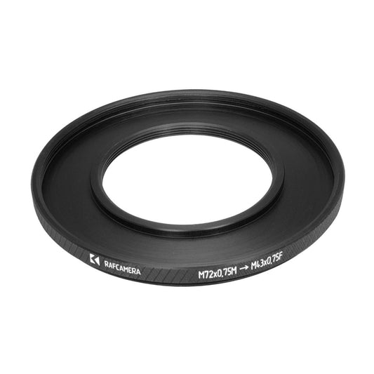 M72x0.75 male to M43x0.75 female thread adapter (72mm to 43mm step-down ring)