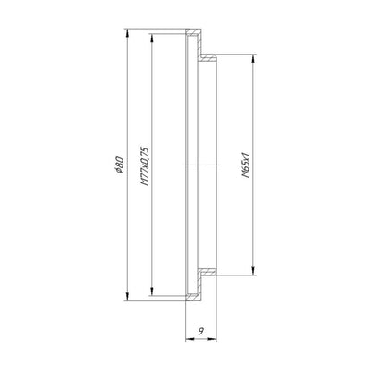 M77x0.75 female to M65x1 male thread adapter
