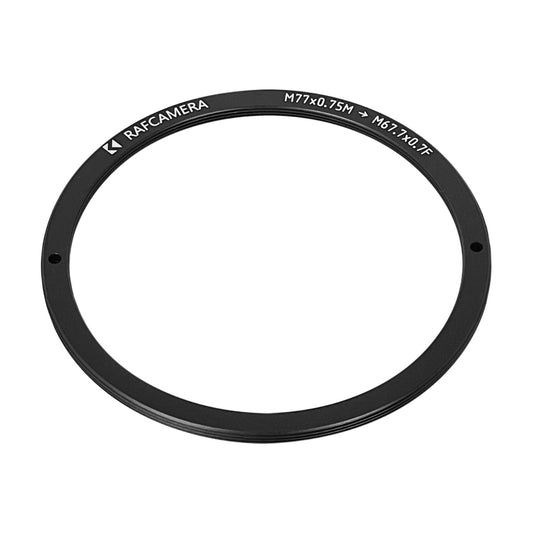 M77x0.75 male to M67.7x0.7 female thread adapter, flangeless