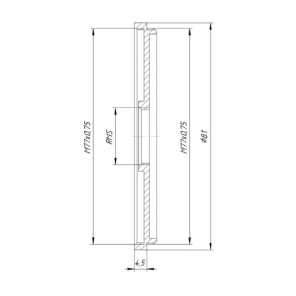 M77x0.75 male to RMS female thread adapter (77mm to RMS step-down ring)
