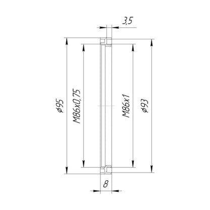 M86x1 male to M86x0.75 female thread adapter