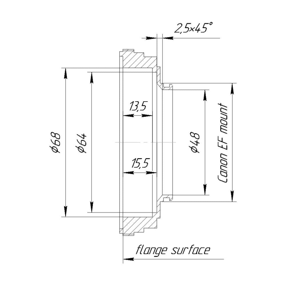 OCT-19 lens to Canon EOS camera mount adapter
