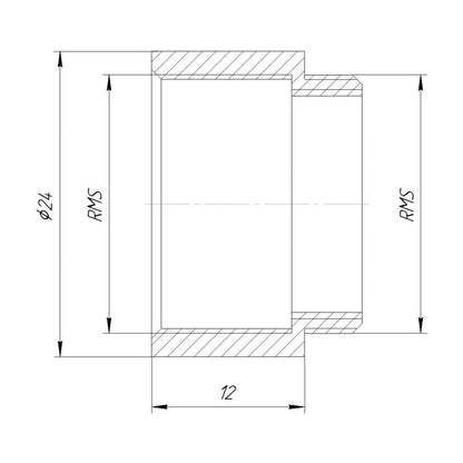 12mm adapter to match parfocal heights of DIN and RMS objectives, black