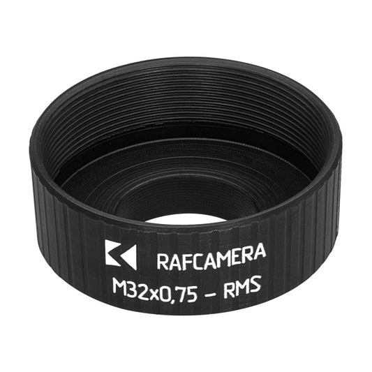 RMS male to M32x0.75 female thread adapter, 12mm height, black