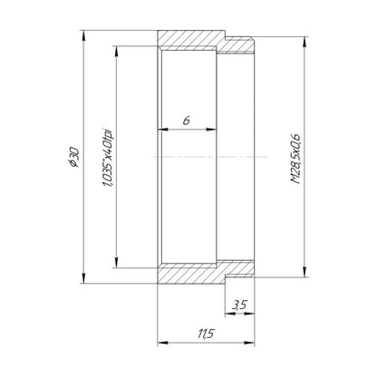 SM1 female to M28.5x0.6 male thread adapter