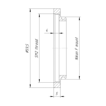 SM2 female thread to Nikon F camera mount adapter